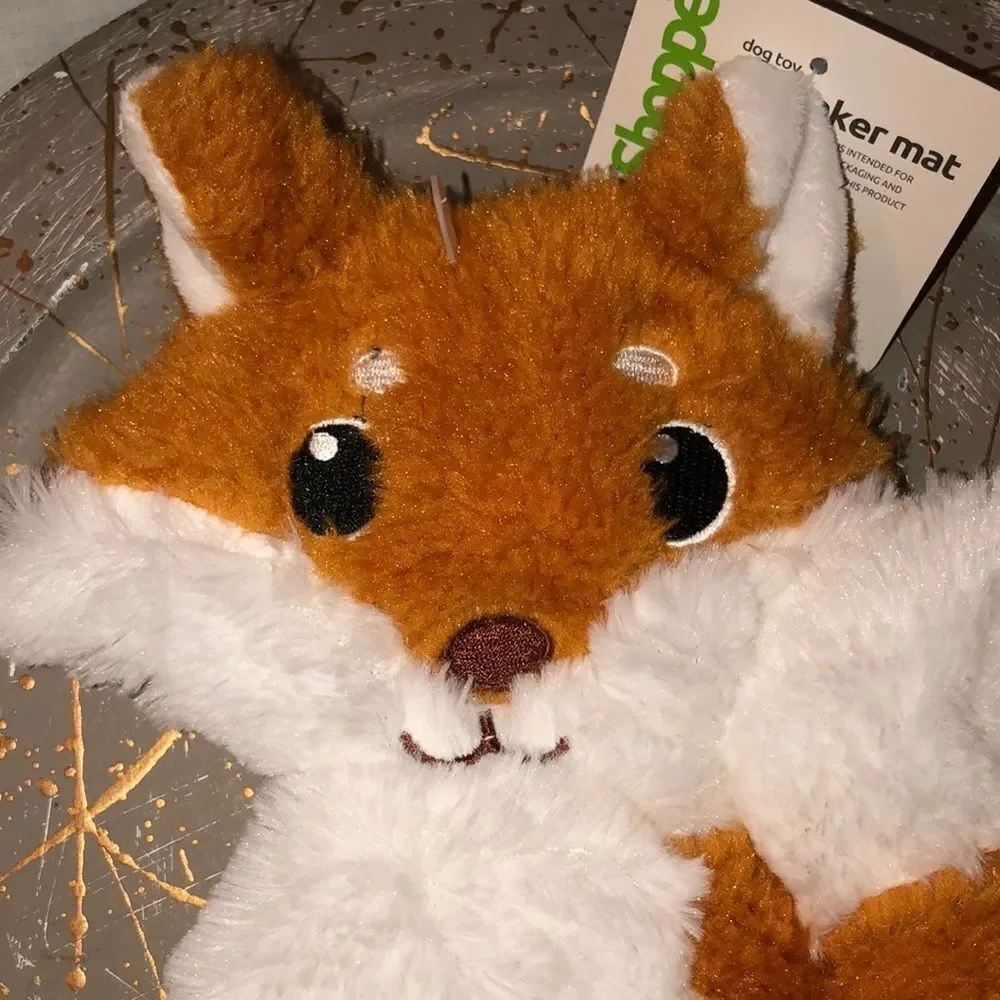 PetShoppe Cutest Fox Squeaker Mat Dog Toy White Rust Brown Black NWT
